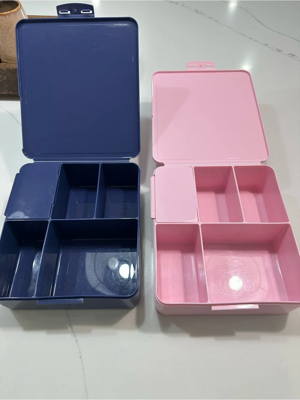 Pottery Barn Kids Lunch Boxes Pink and Navy Bento Back to school set of 2